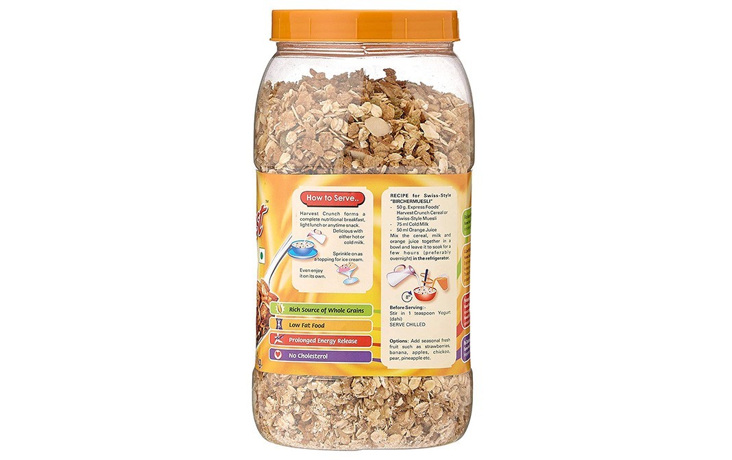 Express Foods Harvest Crunch, Breakfast Cereal With Honey, Raisins & Almonds   Plastic Jar  1 kilogram